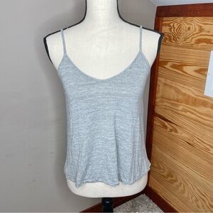 Madewell Anthem Crop Spaghetti Strap V-Neck Cami Tank Top in Grey Medium